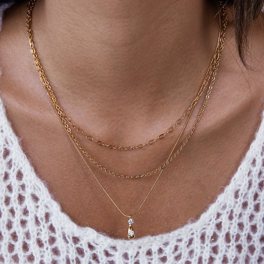 Titanium Steel Three-Layer Zircon Stacking Necklace Light Luxury High-End Clavicle Chain Stainless Steel Jewelry Accessories