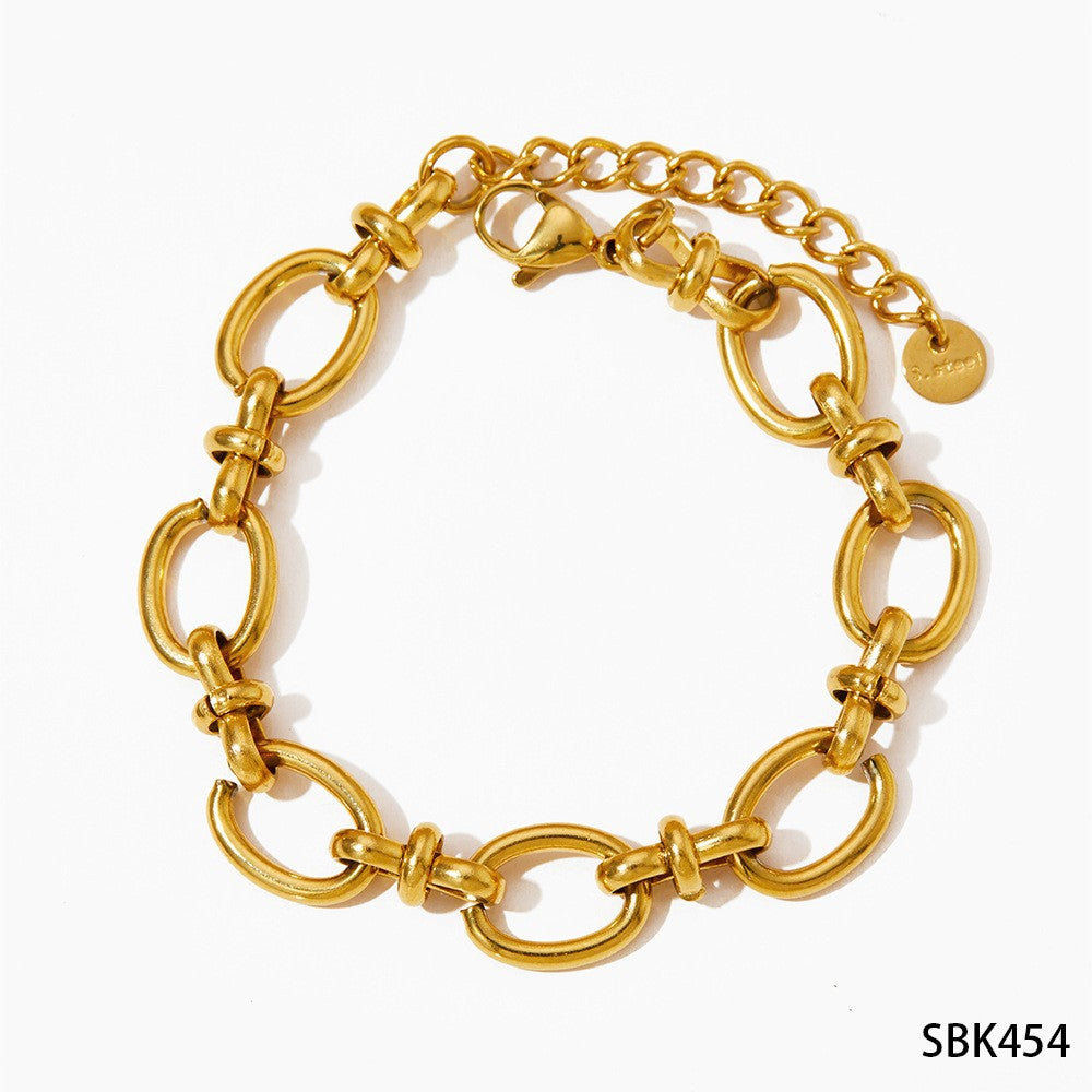 Stackable Bracelet Set Combination Stainless Steel Exquisite Diamond-Encrusted Wide Strap Mesh Chain Heart Bracelet Versatile Set