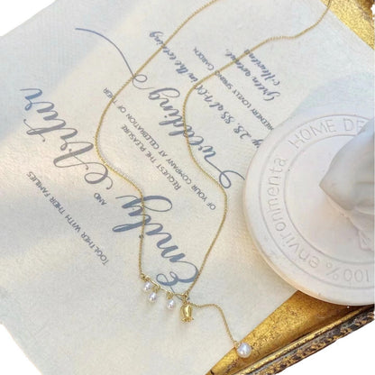 Pure Silver S925 Plated 18K Gold Color Pearl Lily of the Valley Necklace Sweet Cute New Chinese Style Pendant Lock Home