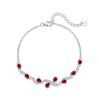 S925 Sterling Silver Bracelet for Women, High-End Pear-Shaped Natural Peridot Topaz Light Luxury Crystal Stone Hot Item