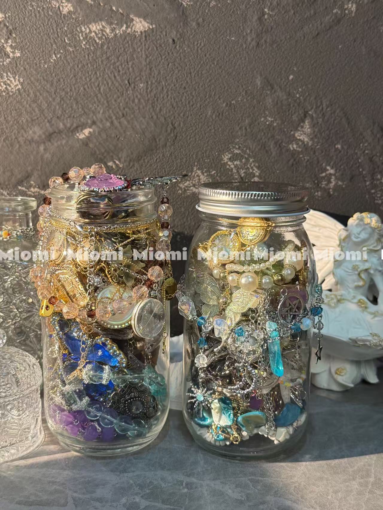 【No custom！plastic jar(already packaged)】 mystery jewelry jar Whimsical fairy tale style, vintage, gothic, fairy, witch, mermaid,  silver,  gold mystery jewelry jar