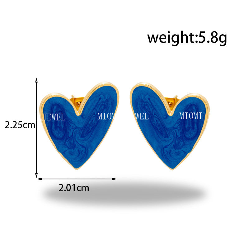 gold plated Titanium Steel Simple Versatile Stainless Steel Oil Painting Heart necklace