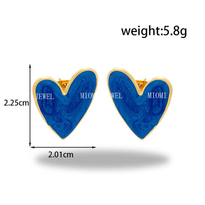 gold plated Titanium Steel Simple Versatile Stainless Steel Oil Painting Heart necklace