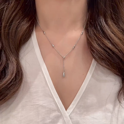 Pure Silver S925 Rachel Same Style Necklace Water Drop Necklace Super Shiny Exquisite Pendant Elegant Versatile Collarbone Chain