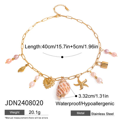 Titanium Steel Shell Necklace Light Luxury High-end Beach Vacation Style Collarbone Chain Stainless Steel Jewelry