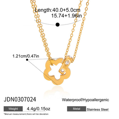 Rhinestone Titanium Steel Circle Bead Necklace Accessories for Women Collarbone Chain Non-Fading Stainless Steel Jewelry