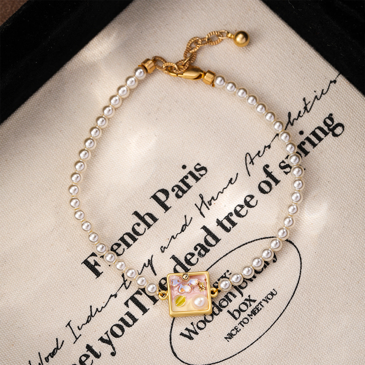 NALA Oil Painting Glass Pearl Bracelet Niche Light Luxury Non-Fading Versatile Creative Jewelry
