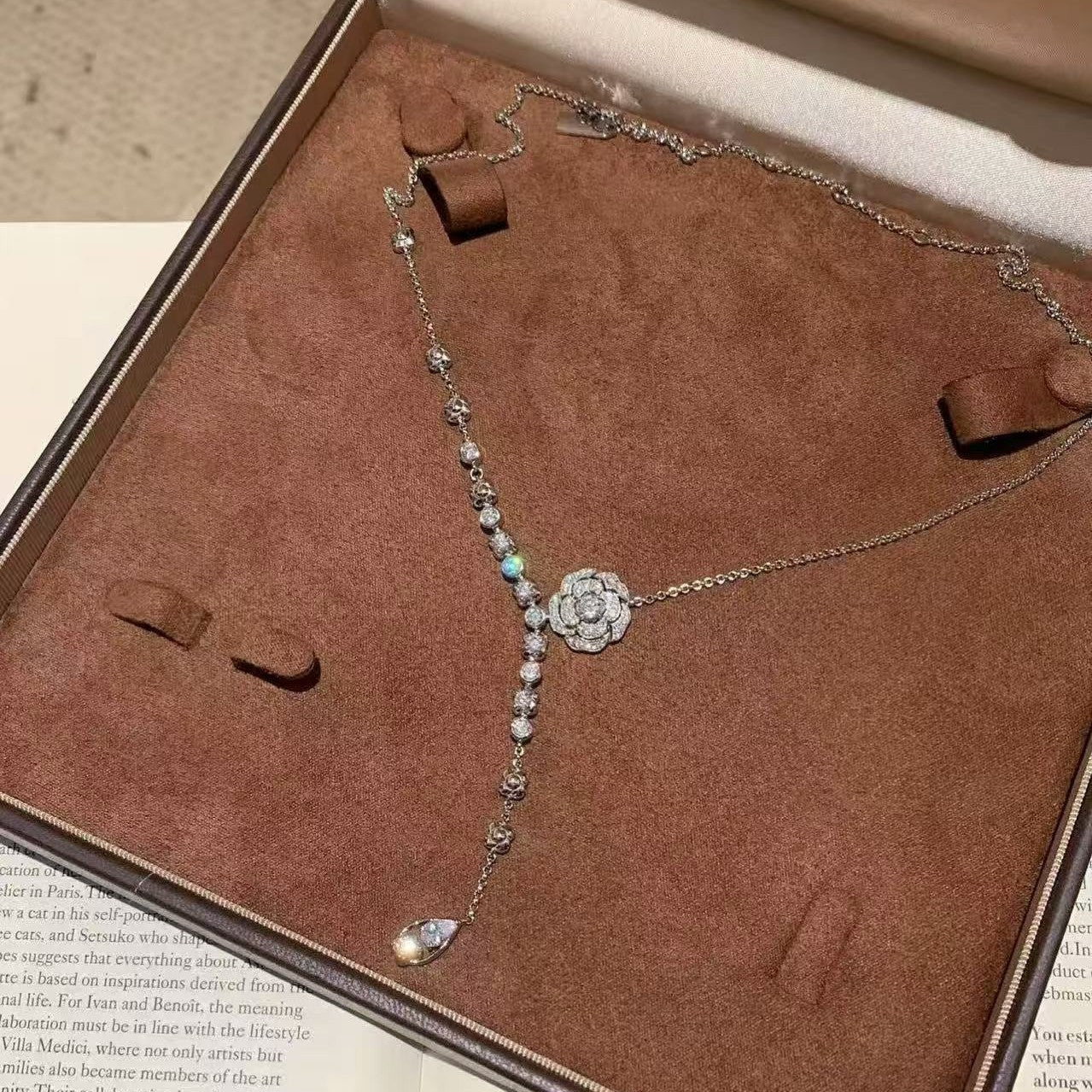 S925 Sterling Silver High Carbon Diamond Light Luxury Camellia Necklace High-end Elegant Versatile Jewelry