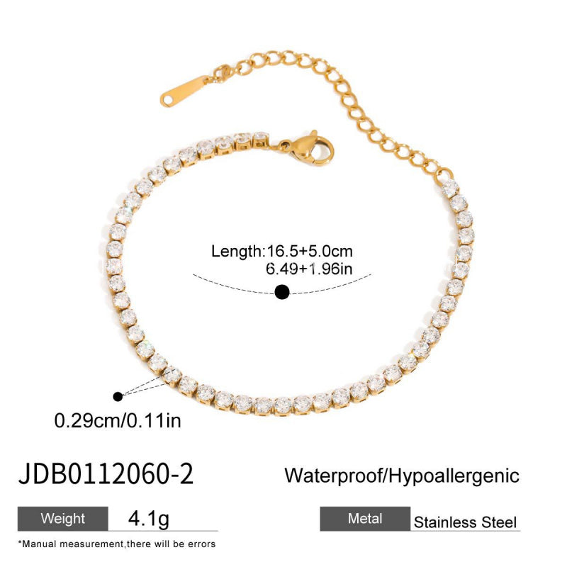 Jie Ding Stainless Steel Rhinestone Buckle Bracelet Light Luxury High-Grade Jewelry Women's Non-Fading Titanium Steel Ornament