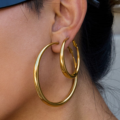 Stainless Steel Jewelry for Women, High-End Large Hoop Earrings, Big Circle Ear Cuffs, Titanium Steel Ear Accessories