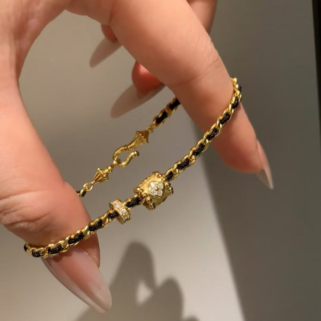 Black Gold Brushed Craft Bracelet Design Small Waist Bracelet Vintage Jewelry Gift for Best Friend