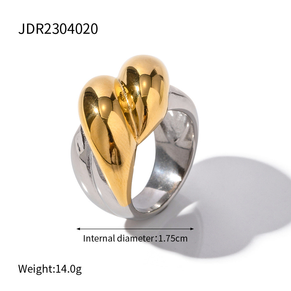 18K Gold Stainless Steel Exaggerated Ring High-End INS Light Luxury Titanium Steel Rings for Women