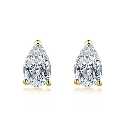 Cross-Border Hot-Selling S925 Sterling Silver Sugar Cube Earrings Four-Prong White Pear-Shaped Heart-Shaped Oval Water Drop Super Sparkling Earrings