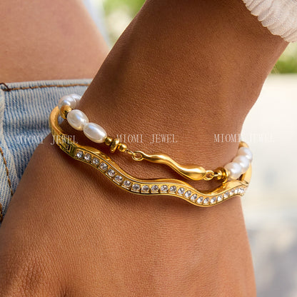 Jie Ding Stainless Steel Rhinestone Buckle Bracelet Light Luxury High-Grade Jewelry Women's Non-Fading Titanium Steel Ornament