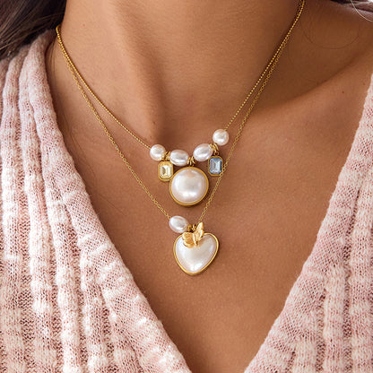 Titanium Steel Imitation Pearl Necklace Accessories Women's Stainless Steel Jewelry High-Quality Non-Fading Collarbone Chain