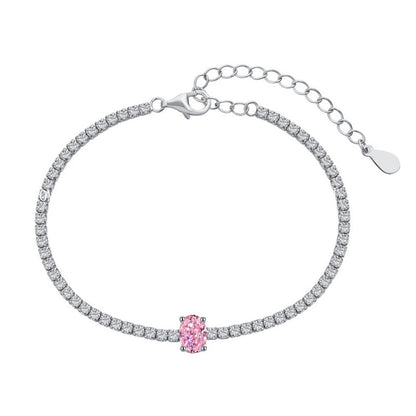 S925 Sterling Silver Bracelet for Women with Heart Zircon Inlay, Exquisite Tennis Bracelet for Women, Business Jewelry
