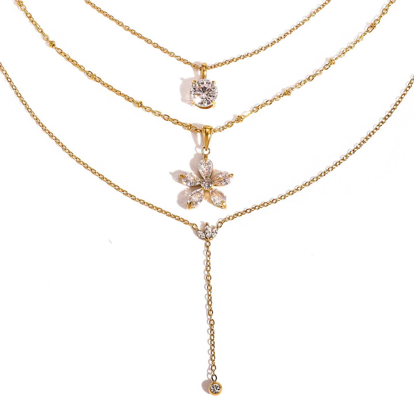 Flower Titanium Steel Zircon Necklace Light Luxury High-end Clavicle Chain Non-fading Jewelry Stainless Steel Accessories