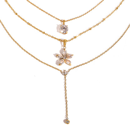 Flower Titanium Steel Zircon Necklace Light Luxury High-end Clavicle Chain Non-fading Jewelry Stainless Steel Accessories