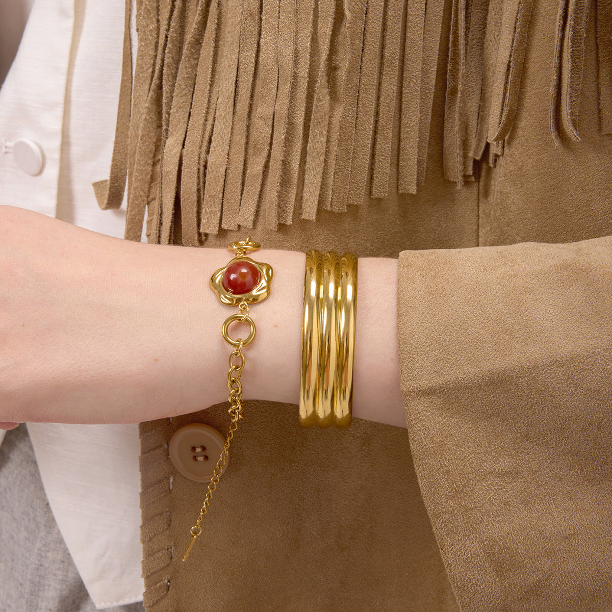 Original Design Agate Bracelet Light Luxury High-end Feel Stainless Steel Hand Jewelry Women's Accessories Design Sense