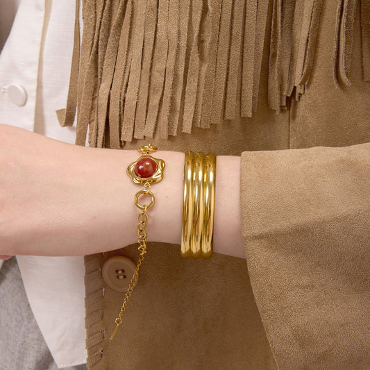 Original Design Agate Bracelet Light Luxury High-end Feel Stainless Steel Hand Jewelry Women's Accessories Design Sense