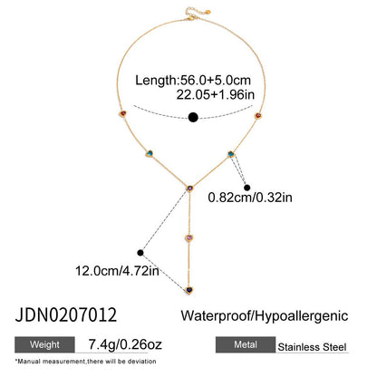 Stainless Steel Zircon Y-Chain Light Luxury Long Necklace Titanium Steel Jewelry for Women High-End Autumn Winter Sweater Chain