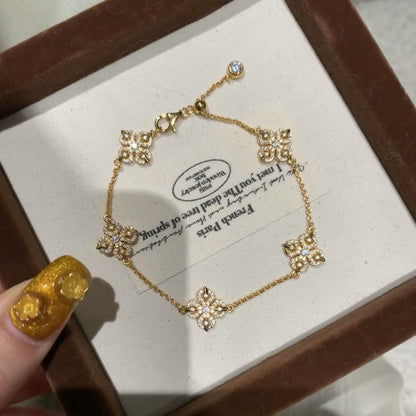 Pure Silver S925 Vajra Double-Sided Bracelet High Carbon Diamond Ruby Emerald Light Luxury Full Diamond