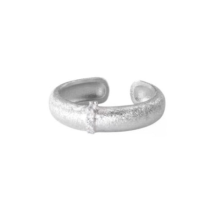S925 Sterling Silver Italian Brushed Satin Sparkling Diamond Ring for Women French Vintage Style Luxury High-end Feel Ring
