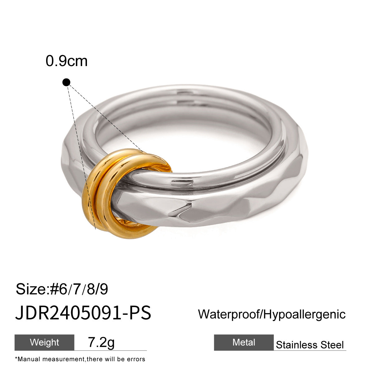 Color Block Stainless Steel Ring High-End Niche Exaggerated Ring Titanium Steel Hand Jewelry Rings