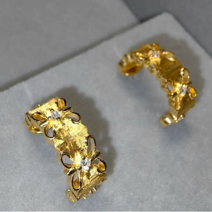 S925 Sterling Silver Vintage Commuter Iris Brushed Earrings Niche High-end Light Luxury Ear Jewelry