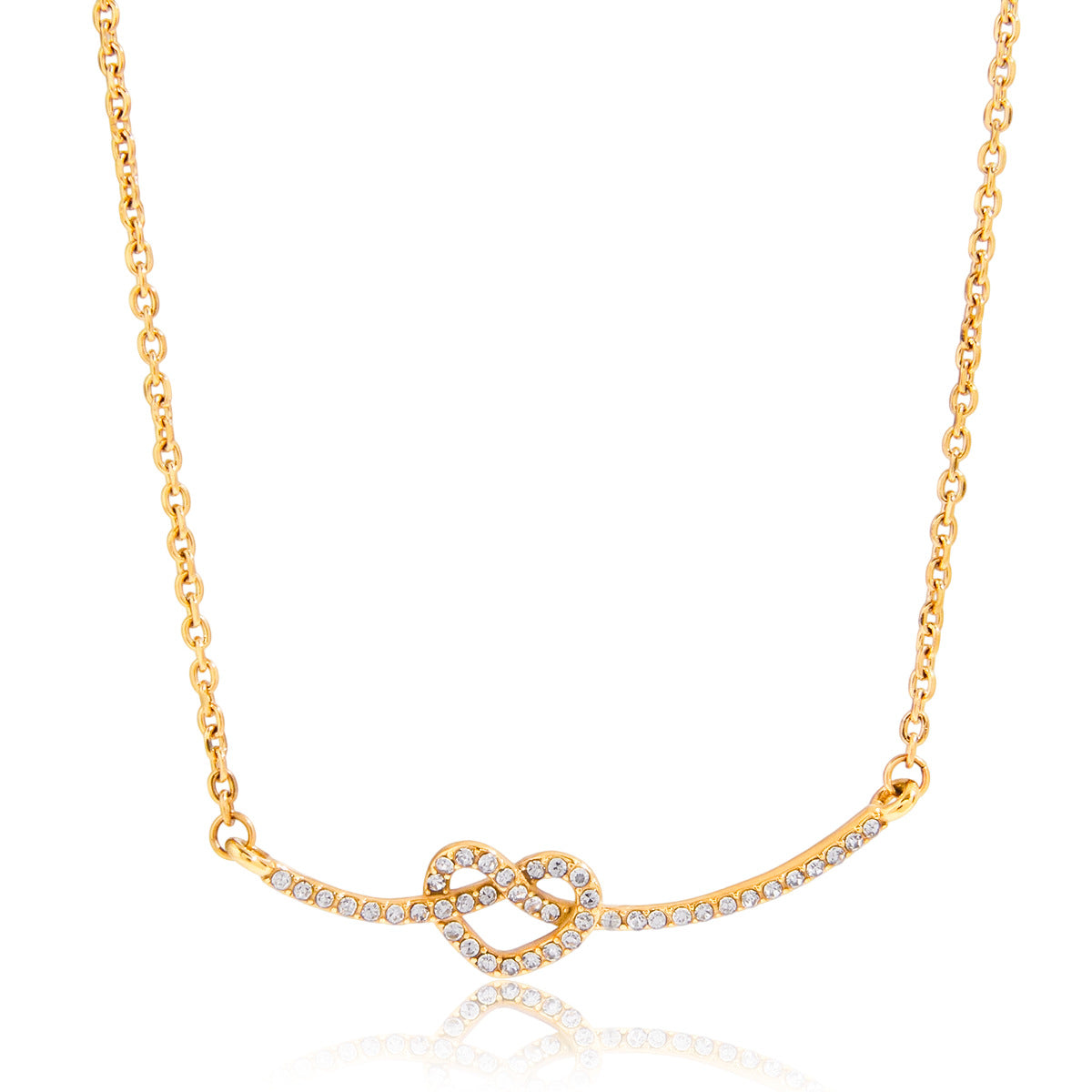 Titanium Steel Rhinestone Heart Necklace Light Luxury Niche Collarbone Chain Stainless Steel Jewelry for Women High-End Feel Jewelry