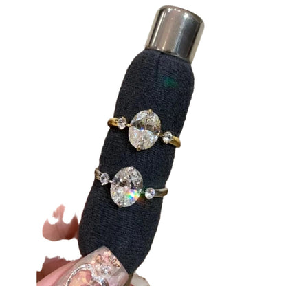 Italian Vintage Brushed Light Luxury High-End Jewelry 925 Sterling Silver High Carbon Diamond Pigeon Egg Ring New Model