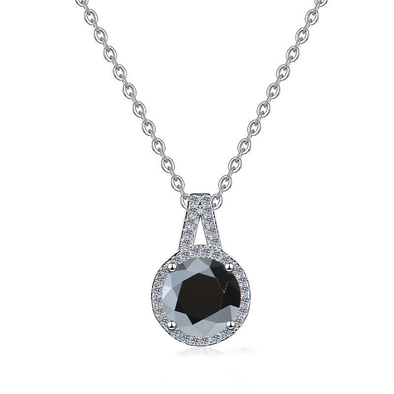 925 Sterling Silver Moissanite Pendant Clavicle Chain V-shaped Round Versatile Round Moissanite Necklace