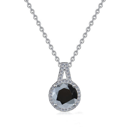 925 Sterling Silver Moissanite Pendant Clavicle Chain V-shaped Round Versatile Round Moissanite Necklace