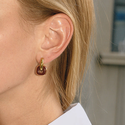 Oil Drop Titanium Steel Earrings Light Luxury High-end Feel Ear Buckle Non-fading Ear Jewelry Stainless Steel Accessories Women's Hoop Earrings