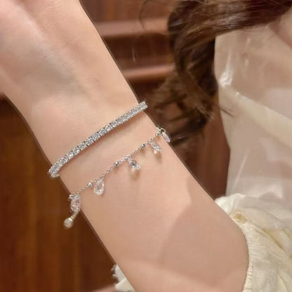 High Carbon Diamond Silver Water Drop Bracelet High-end Simple Fresh Sweet Fairy Water Drop Bracelet