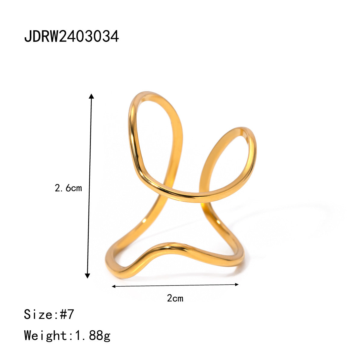 Stainless Steel Irregular Ring High-End Niche Open Ring Titanium Steel Hand Jewelry Ring