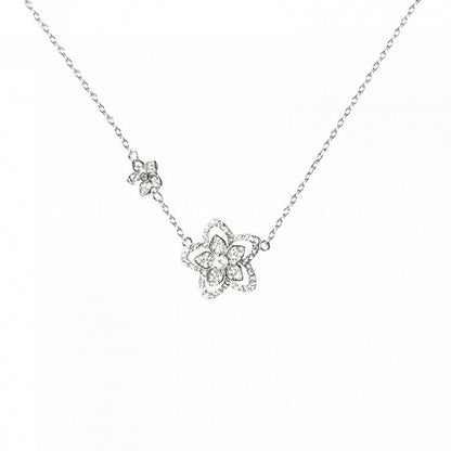 Yinbei S925 Sterling Silver Sparkling Full Diamond Floral Collarbone Chain Fashion Versatile High-end Neck Chain Sparkling O Chain Goddess Gift