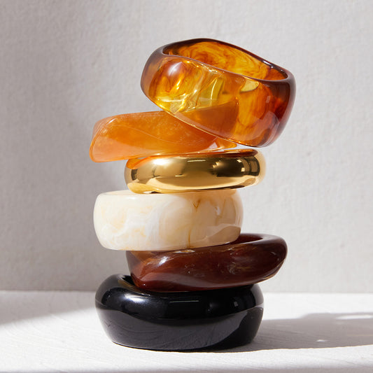 Melard Irregular Wide Resin Bracelet Niche High-End Feel Jewelry Women's Bracelet Bangle