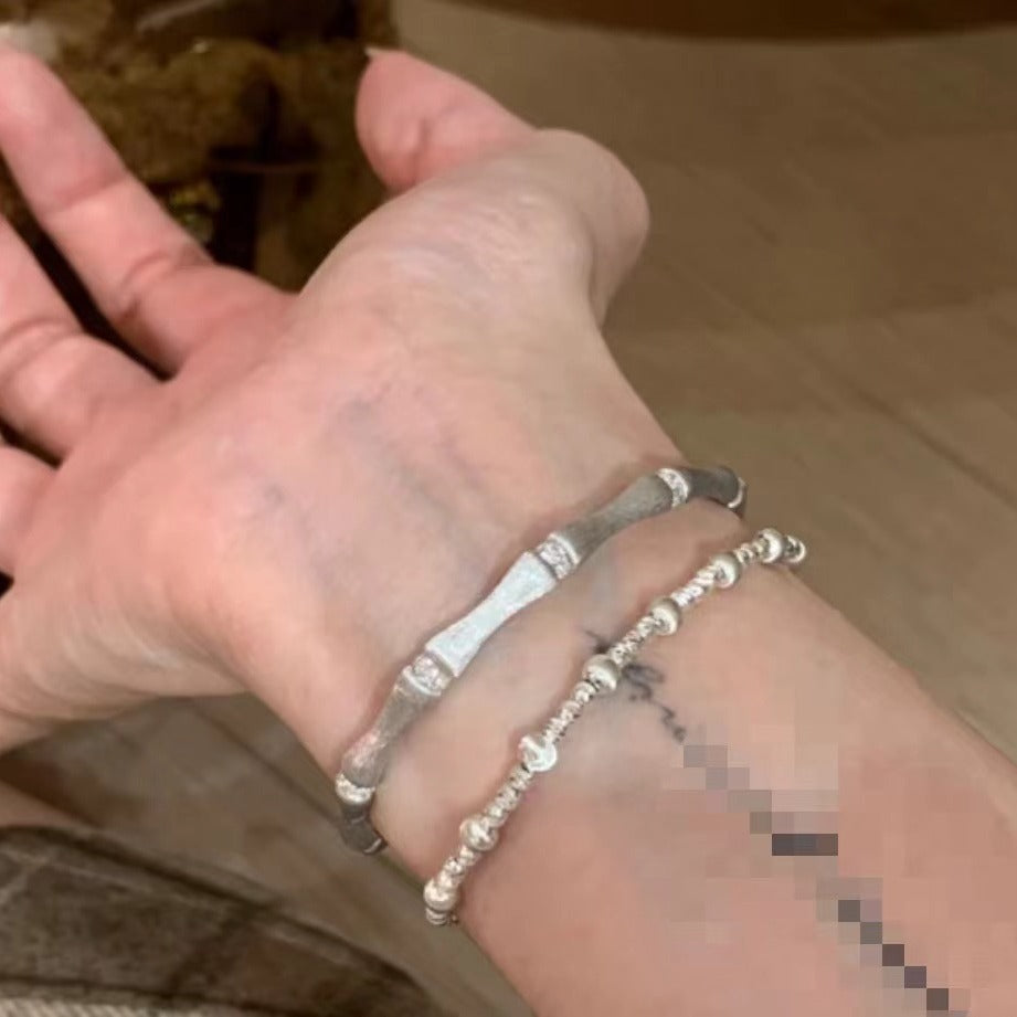 Sterling Silver S925 Real Gold Plated Cat's Eye Bead Bracelet Light Luxury High-end Exquisite Niche Design Jewelry