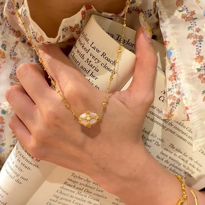 Pure Silver S925 Natural White Shell Pink Shell Lulutong Necklace Light Luxury High-end Feel Elegant Versatile Jewelry Simple Niche