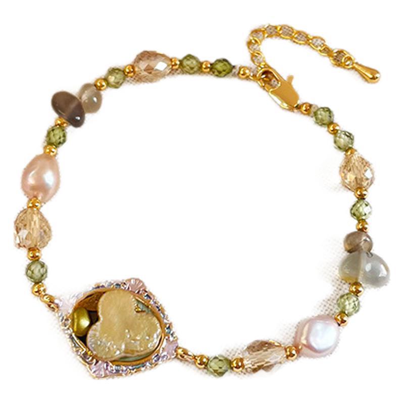 NALA Nala Dripping Oil Flower Beaded Bracelet Pearl High-end Pearl Bracelet Large Hand Circumference Pure Handmade Bracelet