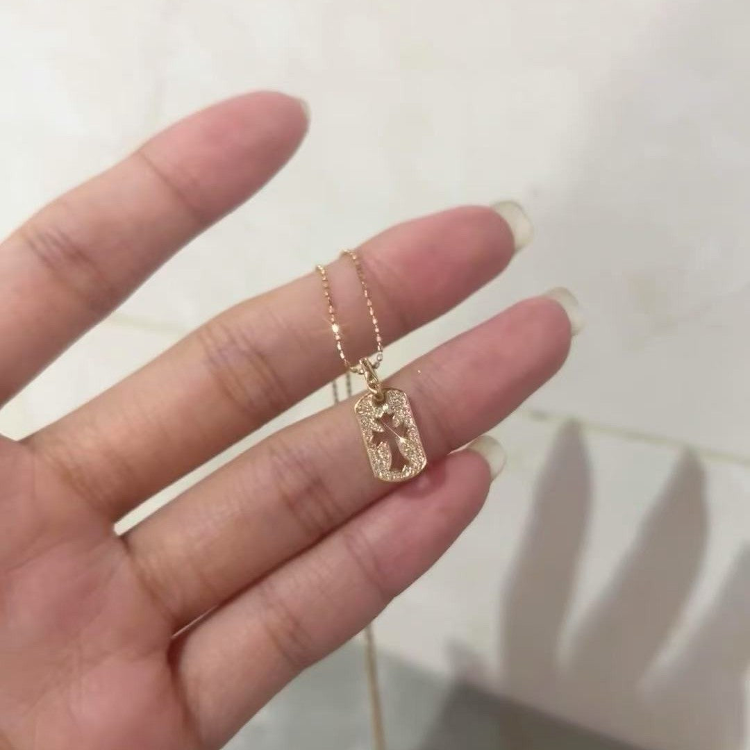 Pure Silver S925 European and American Fashion Light Luxury Cross Zircon Pendant Necklace Women's Collarbone Chain Fashion Versatile