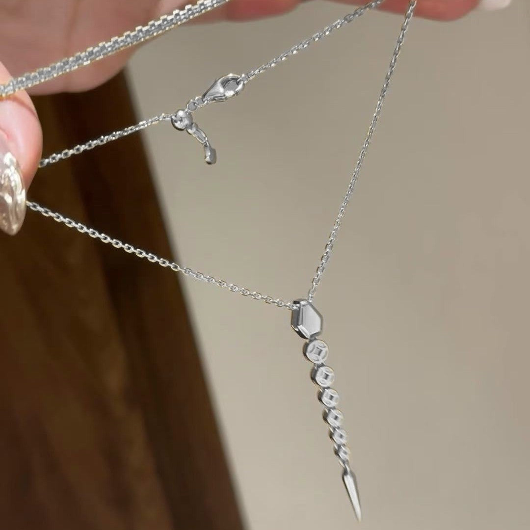 Pure Silver S925 Money Snake Necklace Light Luxury Niche Design High-end Ins Style Versatile Collarbone Chain