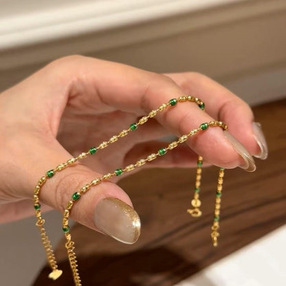 Enamel Craft Laser Cut Bead Olive Chain Layered Bracelet Light Luxury Niche Design Beads Geometric Style