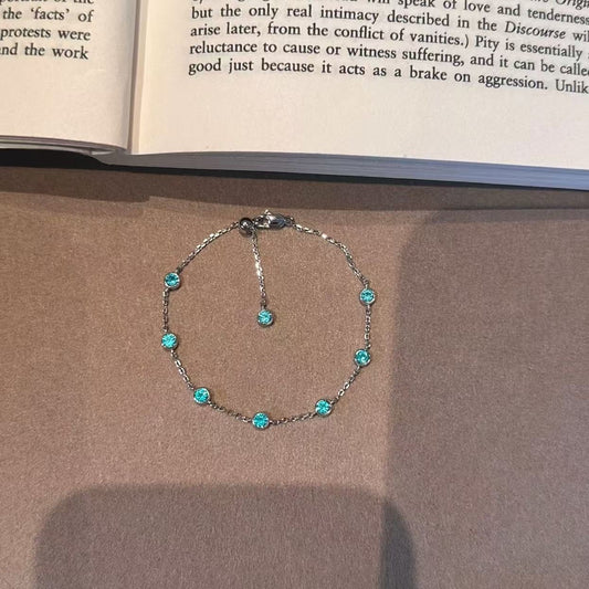 Pure Silver S925 High Carbon Diamond Paraiba Bubble Bracelet Fashion Light Luxury Exquisite Super Sparkling Bracelet High-end Versatile