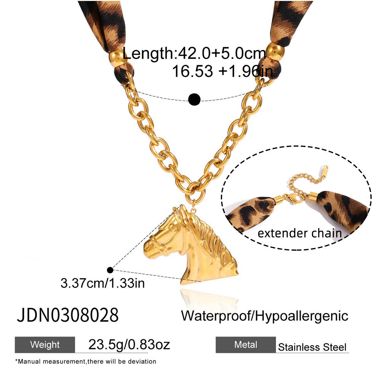 Titanium Steel Leopard Print Scarf Horse Necklace Pendant Accessory for Women Niche Light Luxury Collarbone Chain Stainless Steel Jewelry