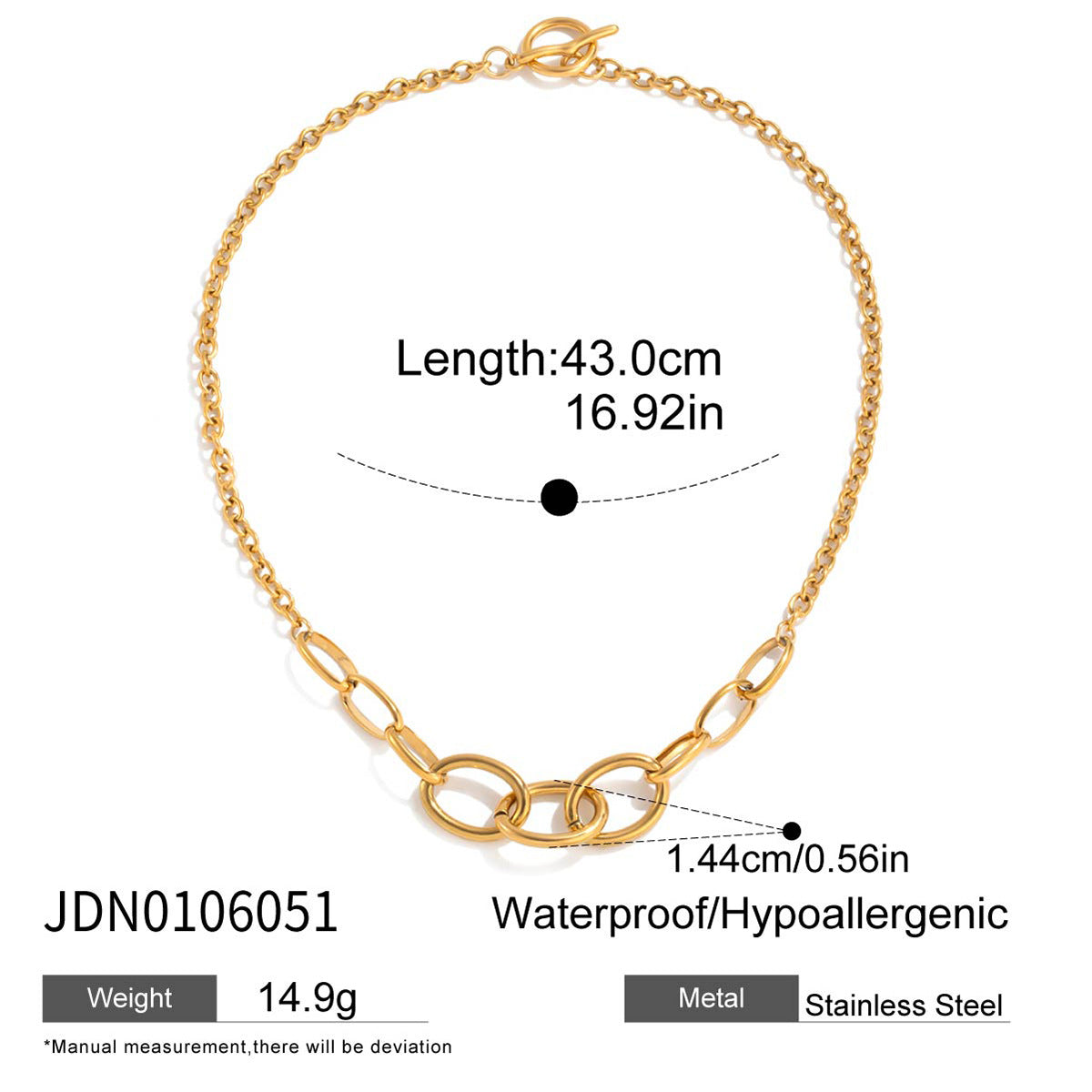 Stainless Steel Metal Chain Necklace Light Luxury High-end Clavicle Chain Non-fading Titanium Steel Jewelry