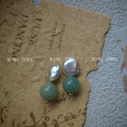 Natural  Pearl Turquoise Pink Crystal Amethyst Irregular 925 Silver Needle Irregular Earrings Ear Jewelry