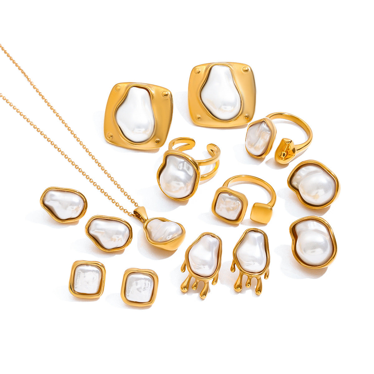 Necklace Titanium Steel Non-Fading Ring Stainless Steel Earrings Light Luxury High-End Jewelry Earrings