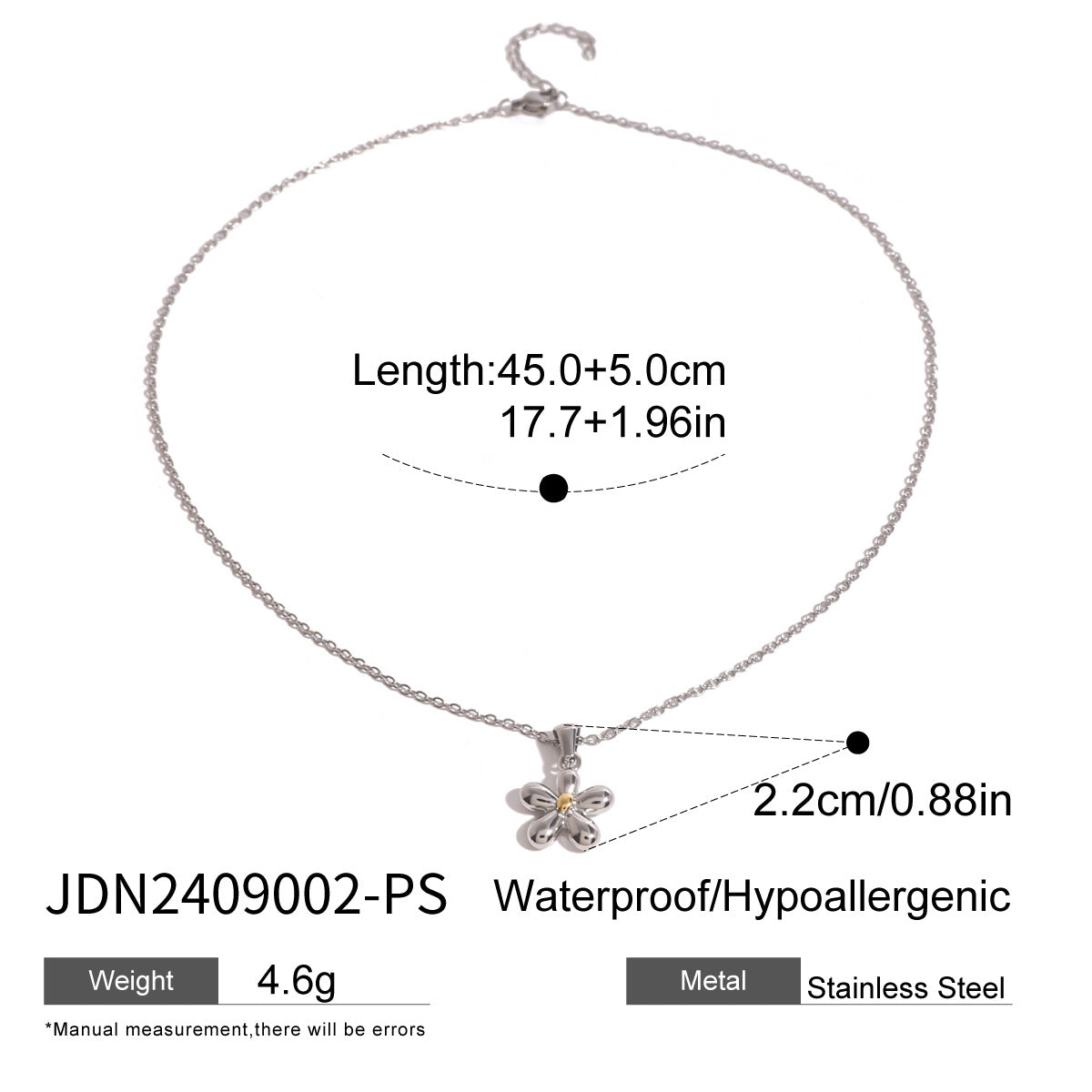 Stainless Steel Flower Pendant Necklace High-End Ins Collarbone Chain Titanium Steel Choker Jewelry